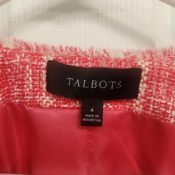 Talbots Twisted Windowpane Pink And White Tweed  Jacket - Picture 6 of 11